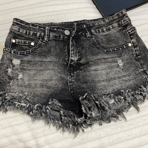 Black fringe Jean shorts